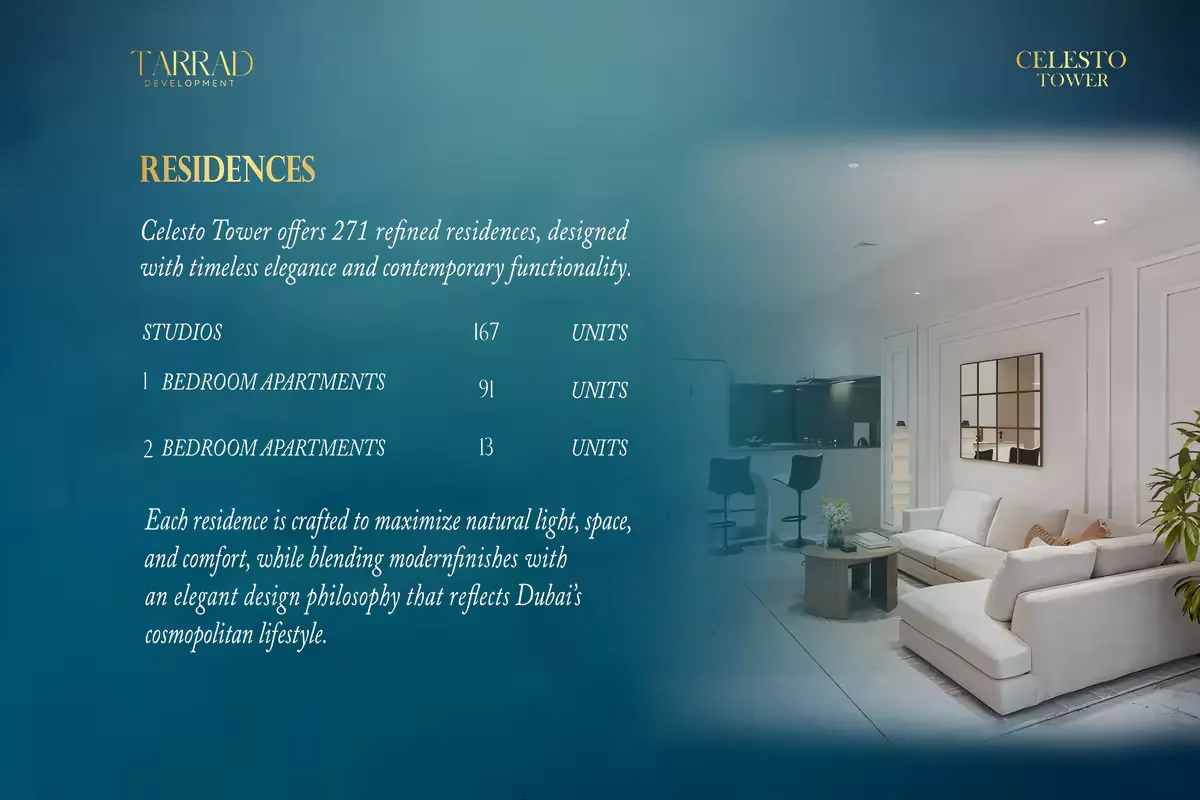 Celesto Tower 2 2-Bedroom + Maid layout at Dubai Land Residence Complex
